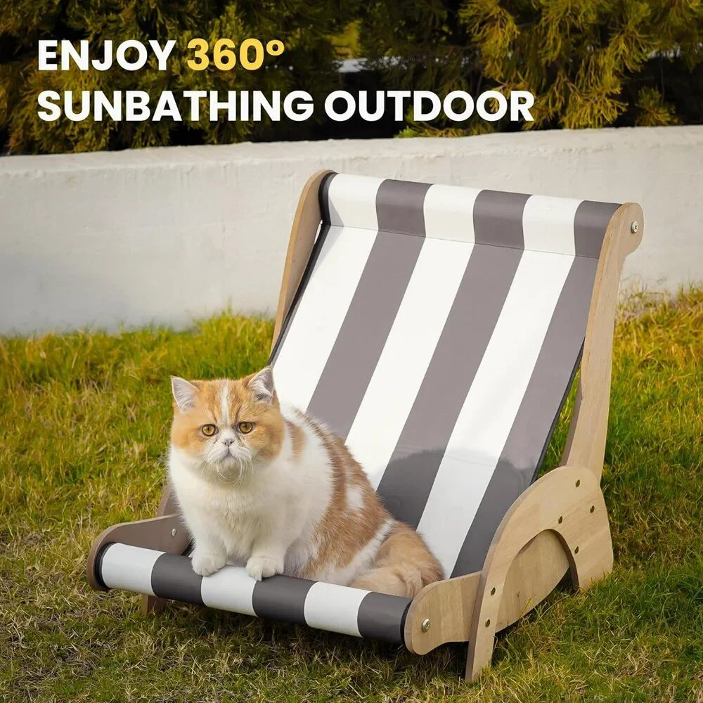 Cooling Cat Hammock Chair with Water Mat, Beach Style Lounger for Large Cats, El